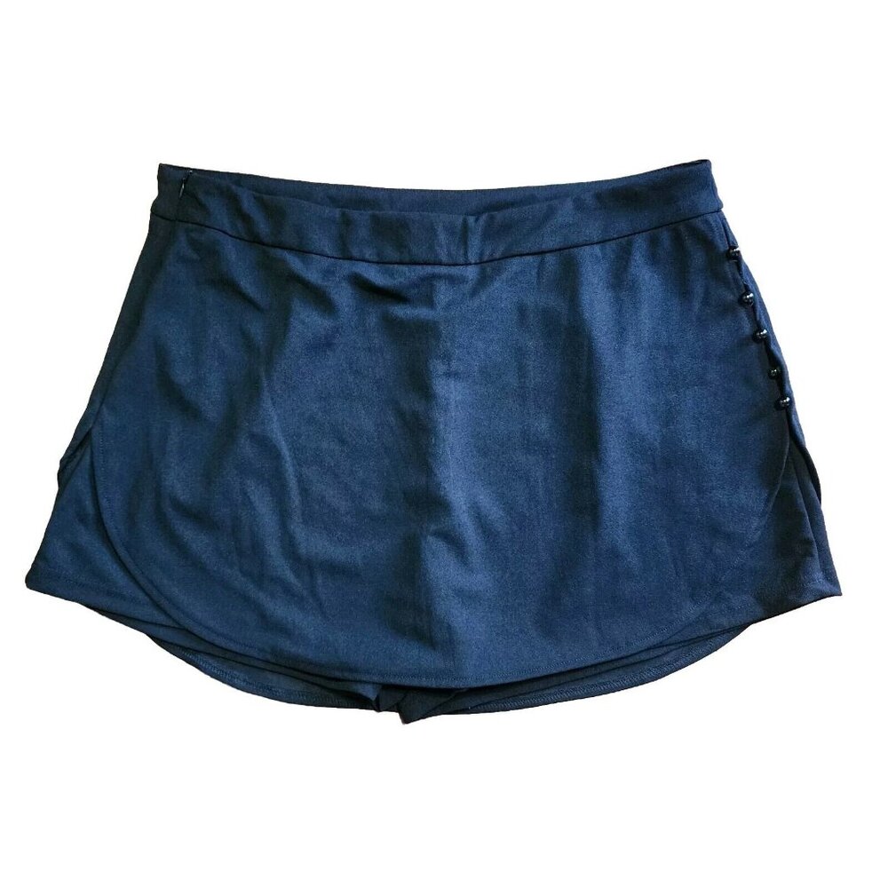 Shein Curve Solid All Black Button Side Detail Zi… - image 1